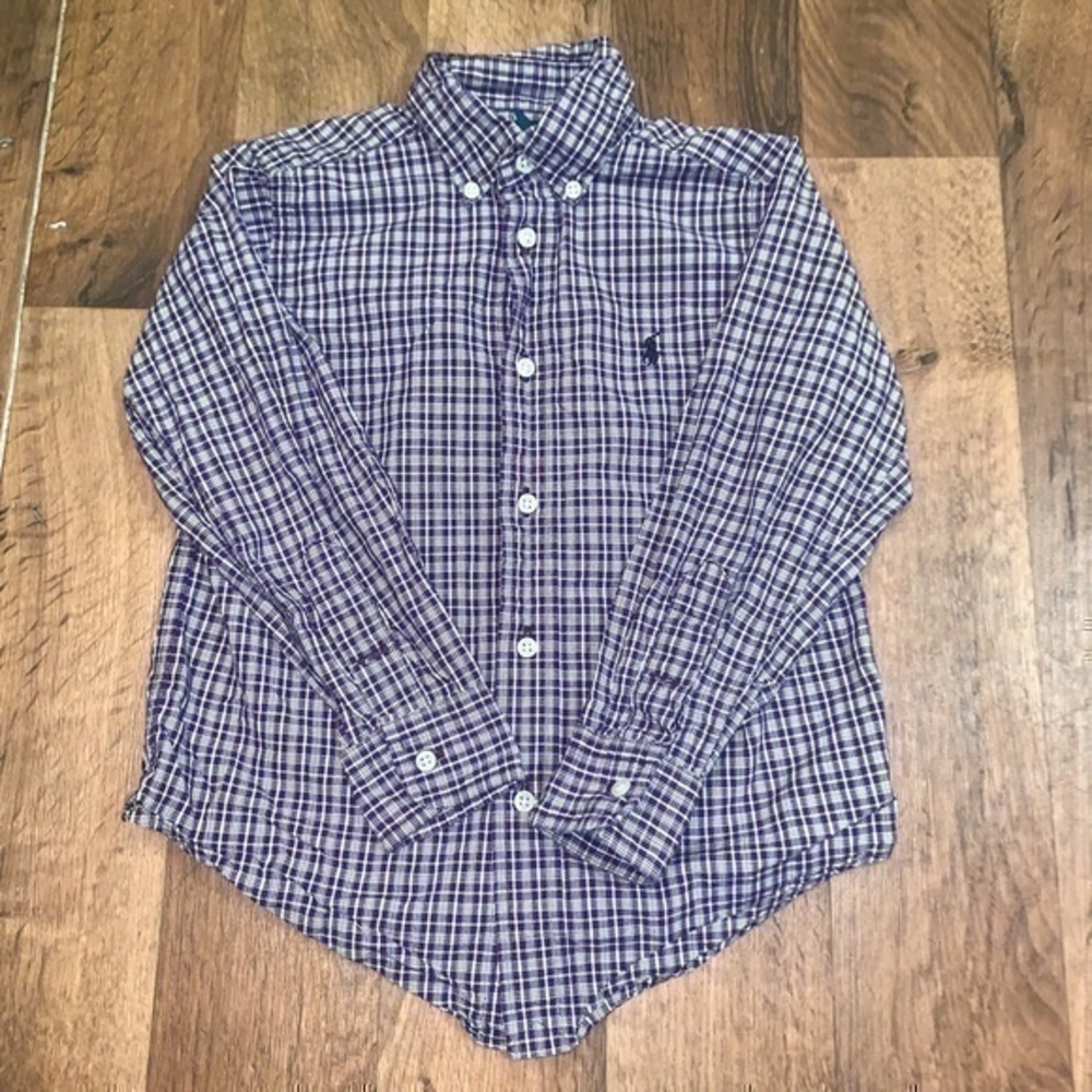 Ralph Lauren Youth Purple Button Down Shirt Size 4